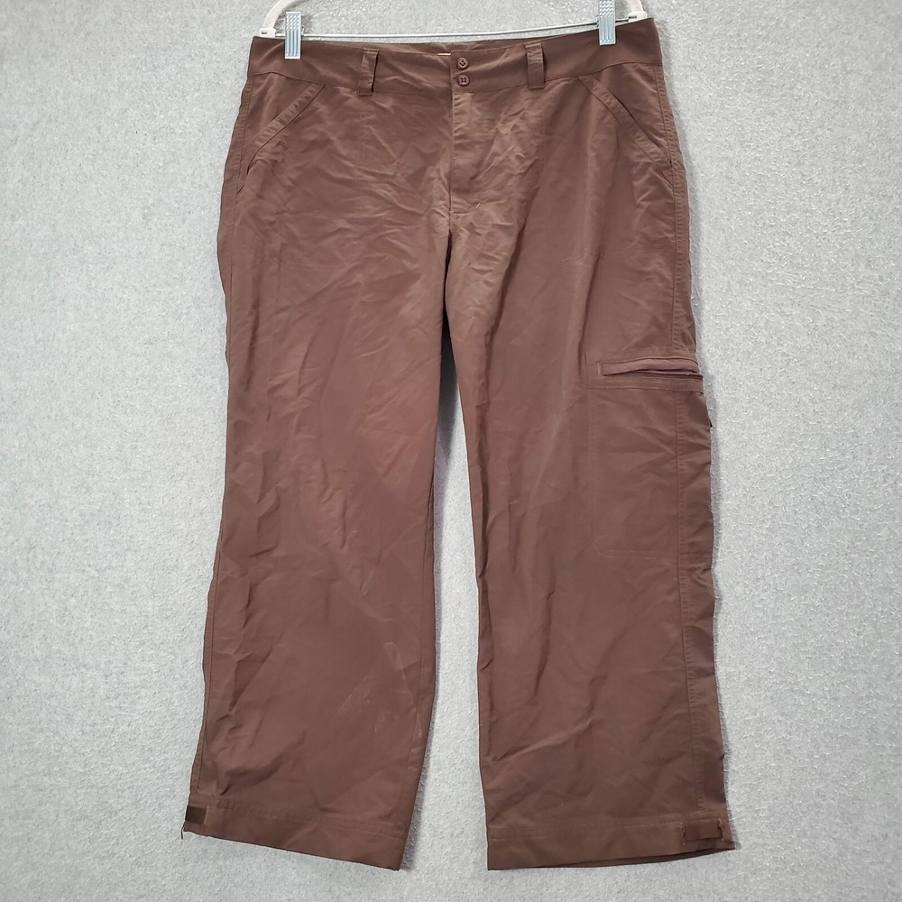 Royal Robbins Women Pants 12 Brown Cropped Cargo Nylon Hiking Outdoors READ